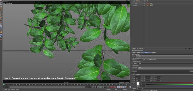 Convertire un modello 3D di albero statico in un modello dinamico in Cinema 4D
